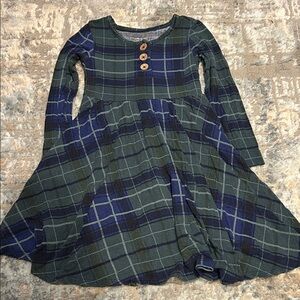 Posh Peanut Plaid Kids Dress - Green and Blue